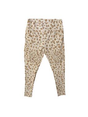 Womens AGNES & DORA Beige Brown Leopard Pants XL NWOT Moto Jeggings Ribbed PKTS